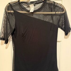 Chic Black Mesh Short Sleeve Top